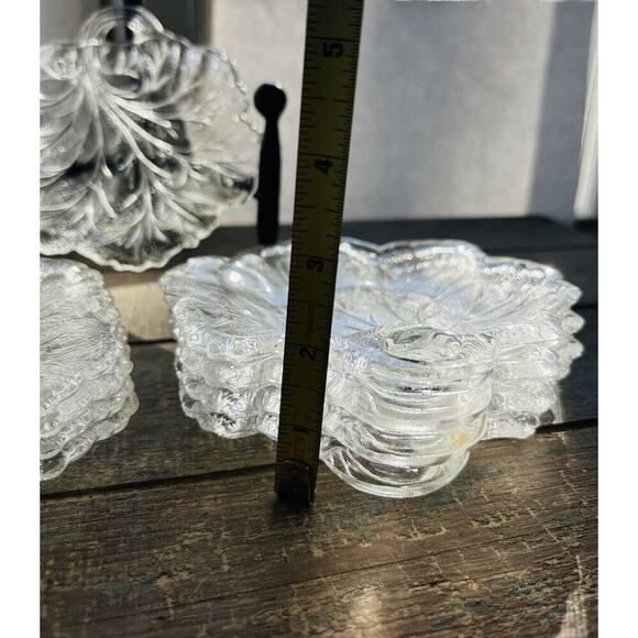 9 Vintage Indiana Glass Clear Pebble Leaf Pattern Textured Glass Butter Dish - Picture 10 of 15